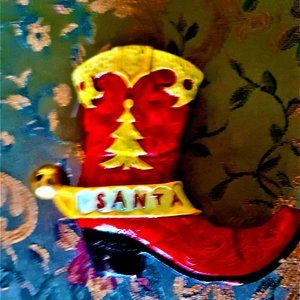Red Cowboy Boot Ornament Christmas Holiday
